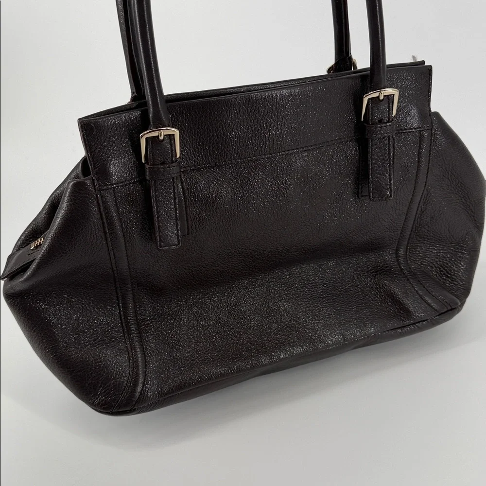 KATE SPADE Dark Chocolate Brown Pebble Leather Shimmer Shoulder Bag